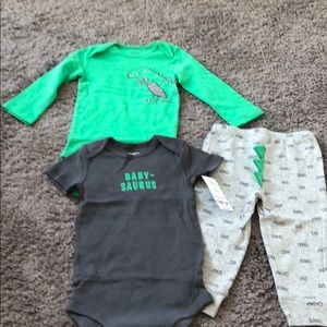 Double onesie set with dinosaur pants